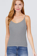 Load image into Gallery viewer, Double V-neck 2 Ply Stripe Rib Knit Cami Top
