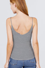 Load image into Gallery viewer, Double V-neck 2 Ply Stripe Rib Knit Cami Top
