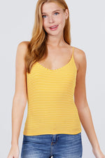 Load image into Gallery viewer, Double V-neck 2 Ply Stripe Rib Knit Cami Top
