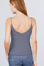 Load image into Gallery viewer, Double V-neck 2 Ply Stripe Rib Knit Cami Top
