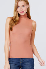 Load image into Gallery viewer, Sleeveless Shirring Turtle Neck Rib Knit Top
