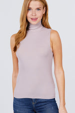 Load image into Gallery viewer, Sleeveless Shirring Turtle Neck Rib Knit Top
