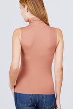 Load image into Gallery viewer, Sleeveless Shirring Turtle Neck Rib Knit Top
