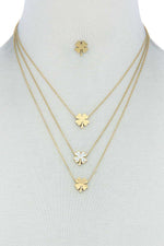 Load image into Gallery viewer, Triple Layer 4 Leaves Clover Necklace And Earring Set
