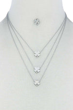 Load image into Gallery viewer, Triple Layer 4 Leaves Clover Necklace And Earring Set
