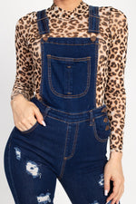 Load image into Gallery viewer, Distressed Denim Skinny Overalls
