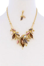 Load image into Gallery viewer, Stylish Multi Rhinestone Leaf Necklace And Earring Set
