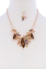 Load image into Gallery viewer, Stylish Multi Rhinestone Leaf Necklace And Earring Set
