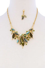 Load image into Gallery viewer, Stylish Multi Rhinestone Leaf Necklace And Earring Set
