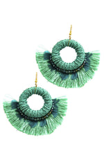 Load image into Gallery viewer, Stylish Feather And Fan Tassel Earring
