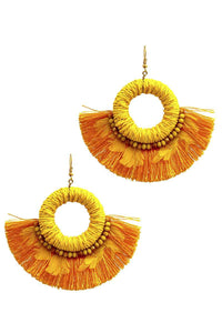 Stylish Feather And Fan Tassel Earring