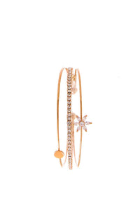 Fashion Triple Layer Rhinestone Flower Bracelet