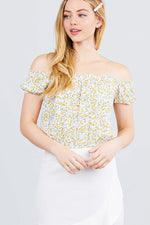 Load image into Gallery viewer, Short Sleeve Off The Shoulder Woven Crop Top
