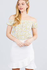 Load image into Gallery viewer, Short Sleeve Off The Shoulder Woven Crop Top
