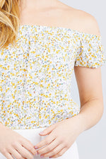 Load image into Gallery viewer, Short Sleeve Off The Shoulder Woven Crop Top
