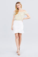 Load image into Gallery viewer, Short Sleeve Off The Shoulder Woven Crop Top
