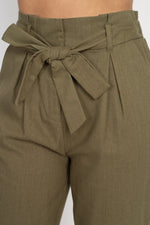 Load image into Gallery viewer, Belted Linen Paper Bag Pants
