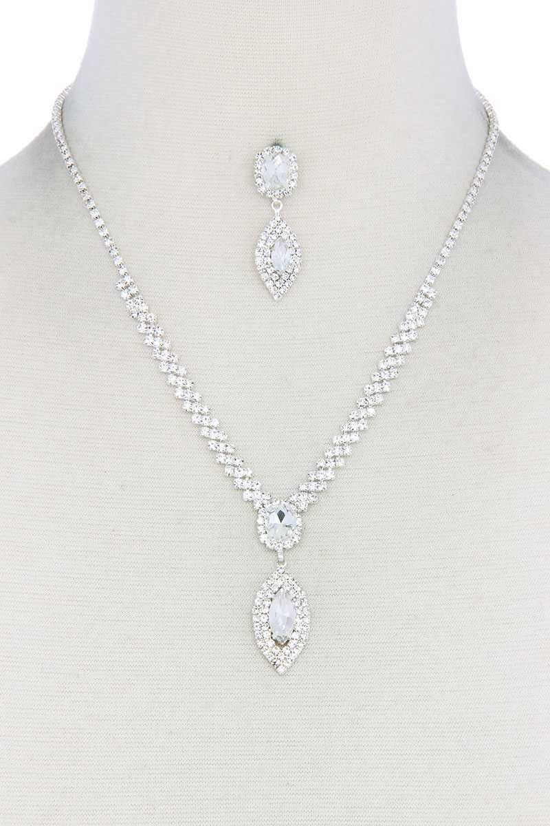 Marquise Crystal Rhinestone Necklace & Bracelet Set