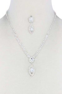 Marquise Crystal Rhinestone Necklace & Bracelet Set