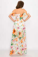 Load image into Gallery viewer, Floral Print Ruffled Off Shoulder Maxi Dress
