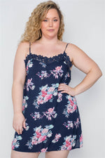 Load image into Gallery viewer, Plus Size Floral Crochet Boho Mini Cami Dress
