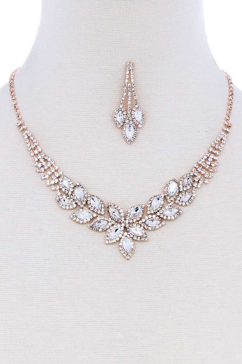 Multi Rhinestone Zirconia Necklace Bracelet & Earring Set