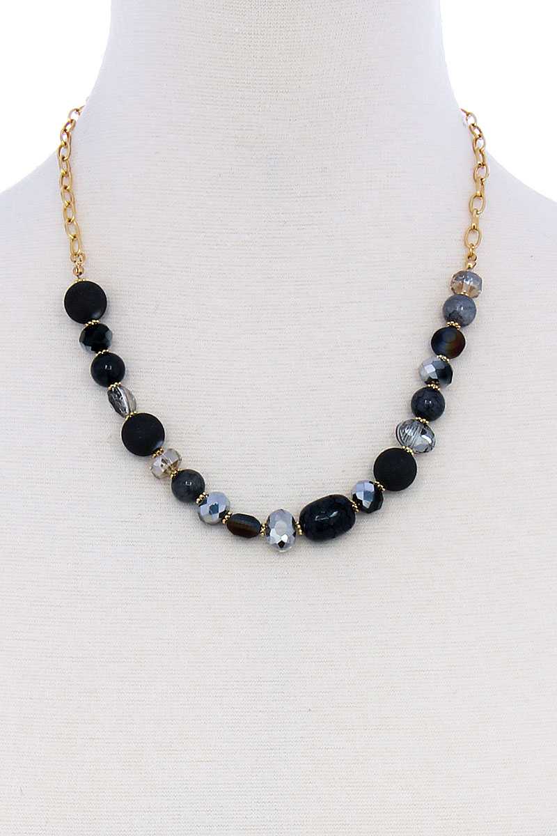 Multi Bead Stone Chic Necklace