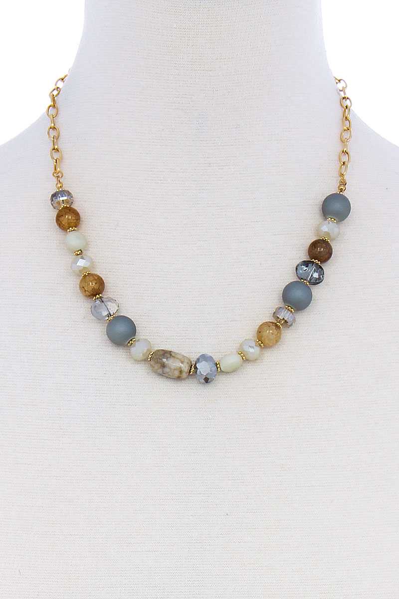 Multi Bead Stone Chic Necklace