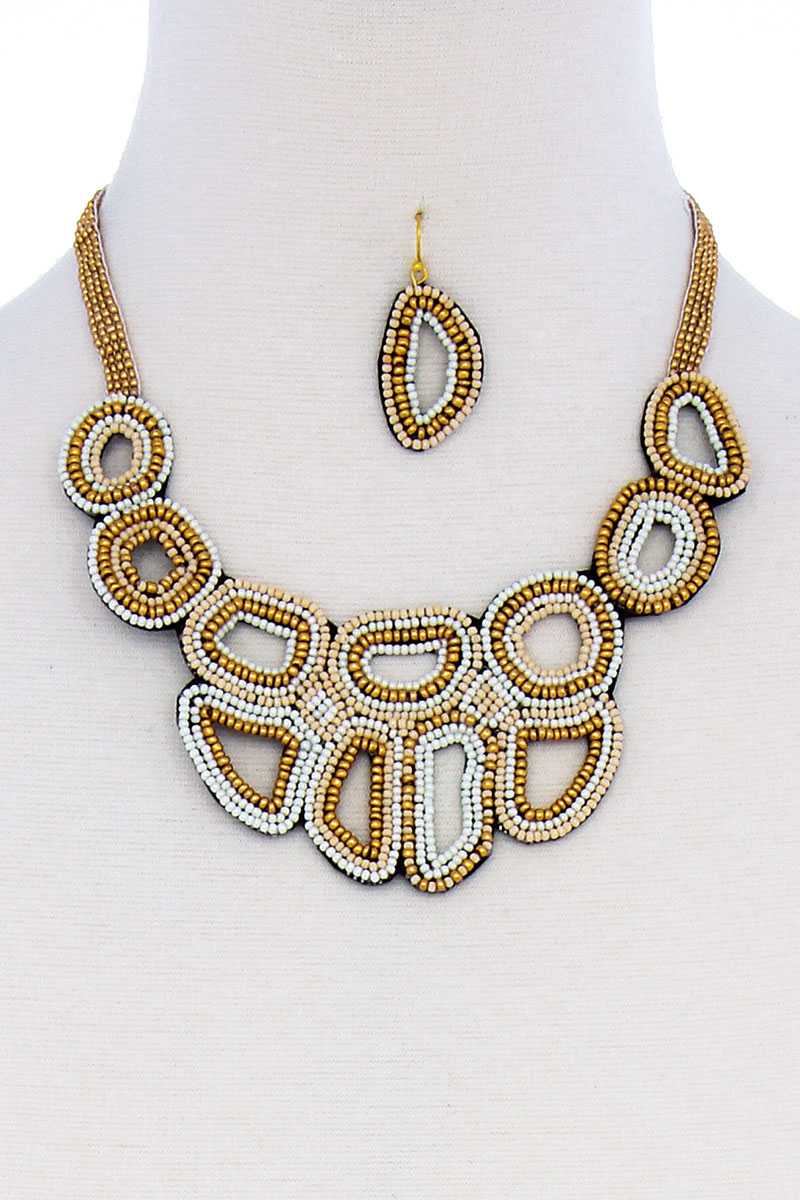 Multi Beaded Chunky Necklace & Earring Set