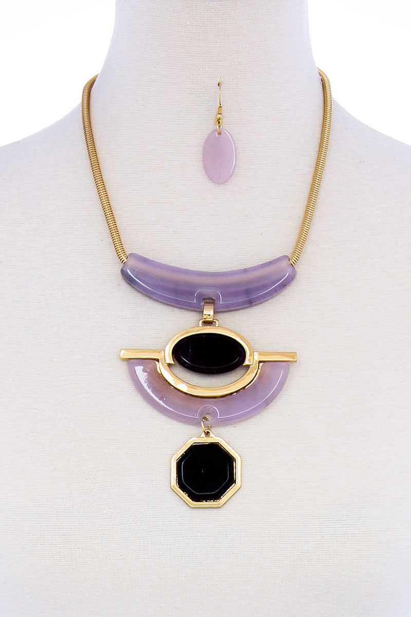 Stylish Acetate Chunky Necklace & Earring Set