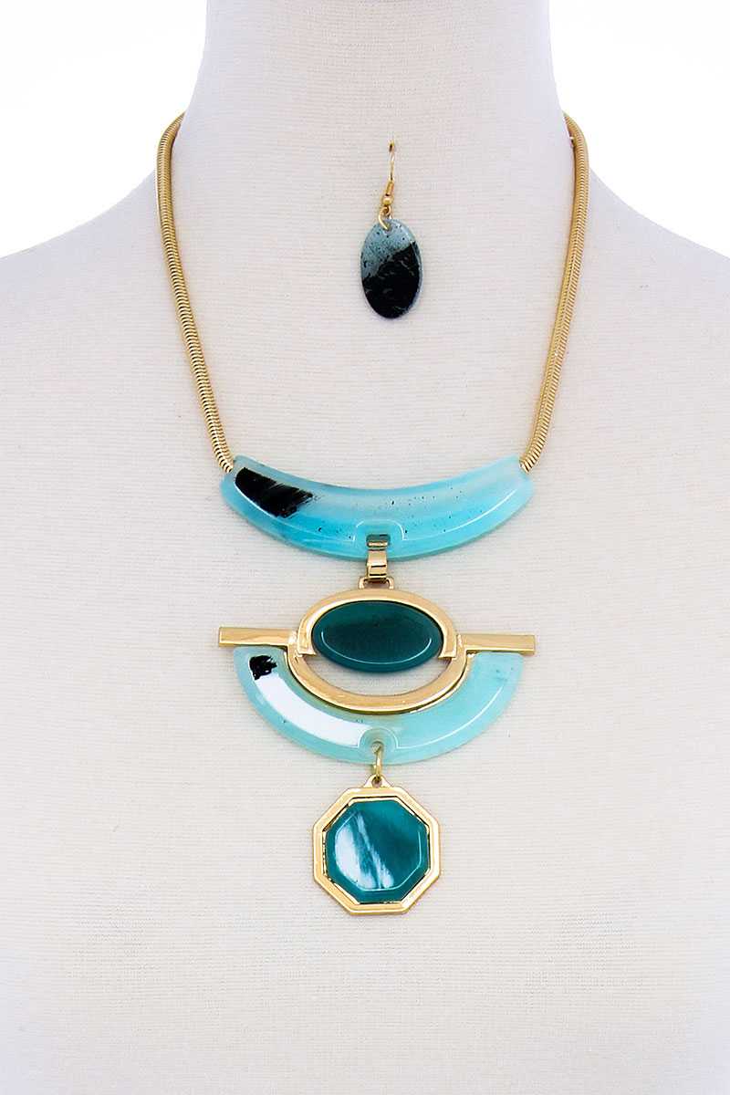 Stylish Acetate Chunky Necklace & Earring Set