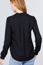 Load image into Gallery viewer, 3/4 Roll Up Sleeve Pocket with Zipper Detail Blouse
