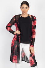 Load image into Gallery viewer, Side Slit Floral Mesh Cardigan
