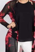 Load image into Gallery viewer, Side Slit Floral Mesh Cardigan
