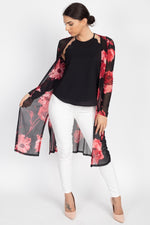 Load image into Gallery viewer, Side Slit Floral Mesh Cardigan
