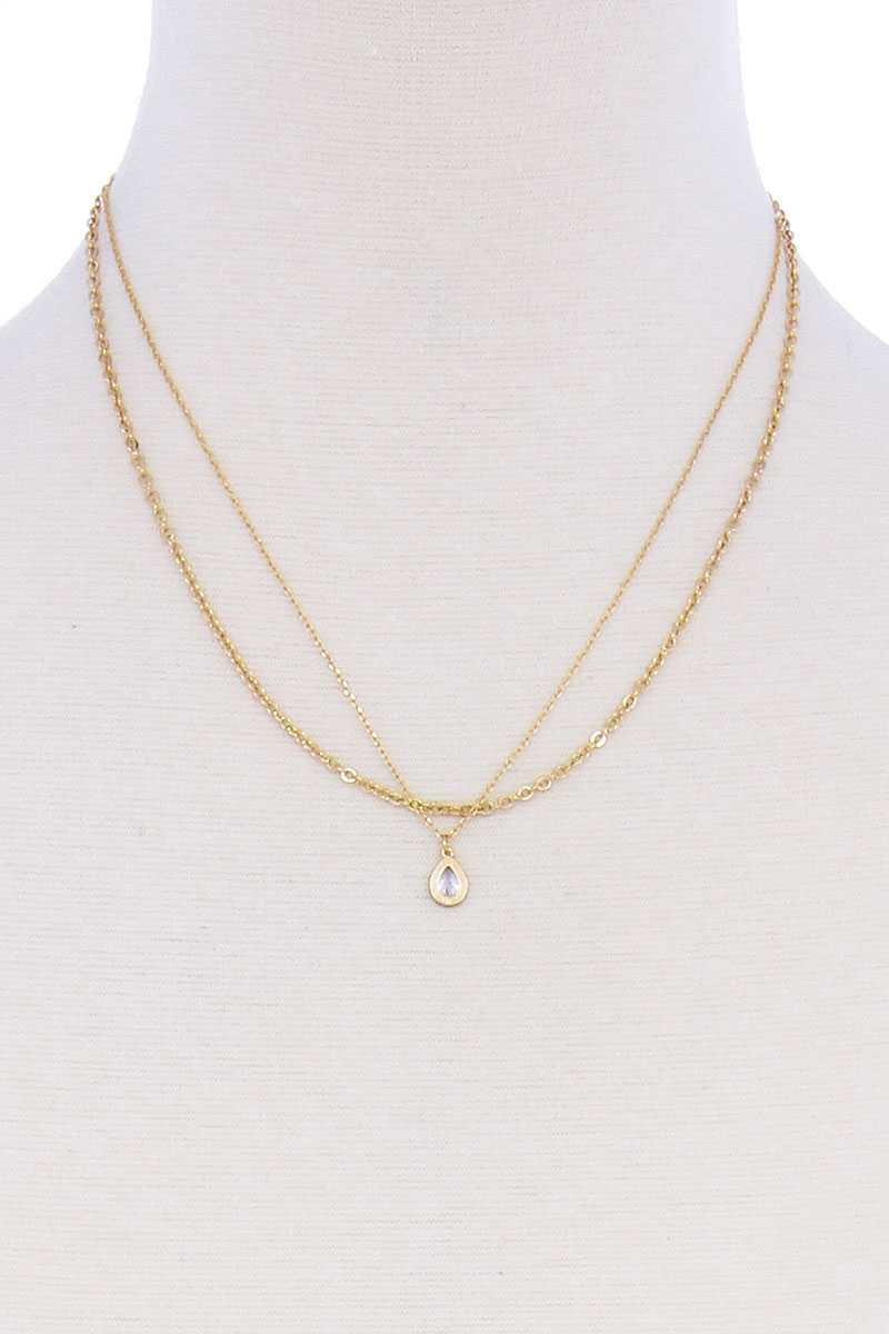 Double Layer Chain Tear Drop Necklace