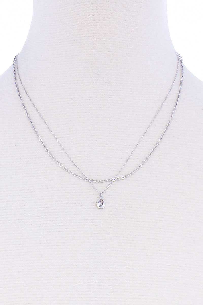 Double Layer Chain Tear Drop Necklace