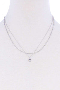 Double Layer Chain Tear Drop Necklace