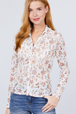 Load image into Gallery viewer, Long Sleeve Button Down Print Mesh Knit Shirt
