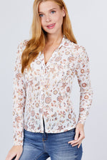 Load image into Gallery viewer, Long Sleeve Button Down Print Mesh Knit Shirt
