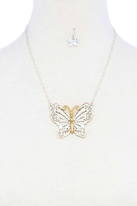 Fashion Butterfly Pendant Necklace & Earring Set