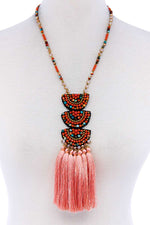 Load image into Gallery viewer, Designer Multi Tassel And Beaded Necklace
