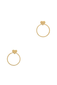 Heart Shape Circle Post Drop Earring