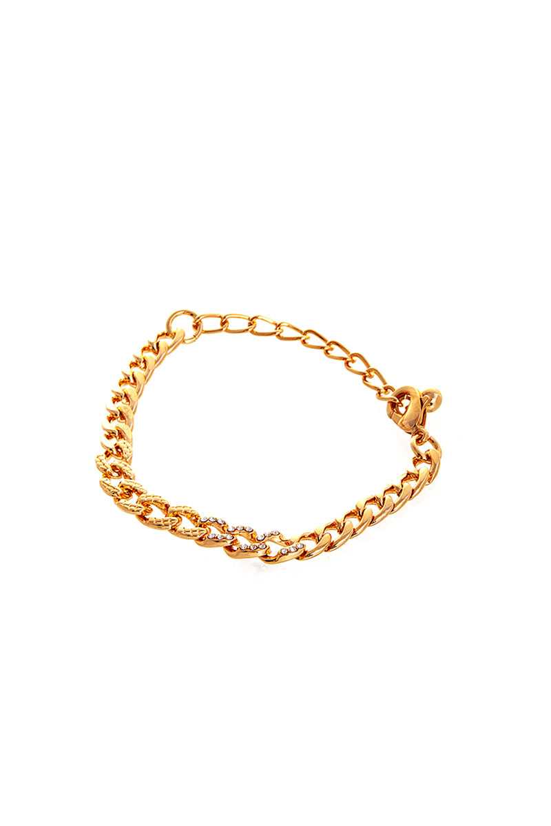 Stylish Rhinestone Accent Thick Chain Bracelet