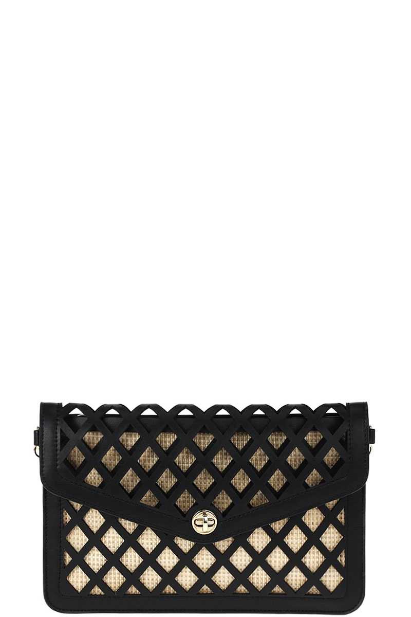 Diamond Cut Envelope Clutch with Shoulder Strap