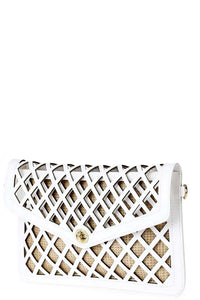 Diamond Cut Envelope Clutch with Shoulder Strap