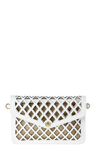 Diamond Cut Envelope Clutch with Shoulder Strap