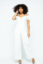 Load image into Gallery viewer, Puff Short Sleeve Jumpsuit with U Metal Detail
