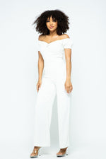 Load image into Gallery viewer, Puff Short Sleeve Jumpsuit with U Metal Detail
