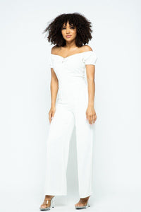 Puff Short Sleeve Jumpsuit with U Metal Detail